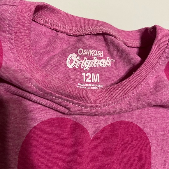🌟5/$25 OshKosh Long Sleeve Heart Tee Size 12 Months - Picture 3 of 3